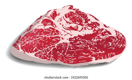 Realistic Rump Meat. Cow Pork Steak Grill Food Beef Raw Vector Illustration