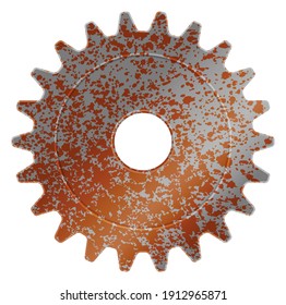 Realistic rusty machine gear, cogwheel vector illustration