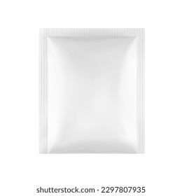 Realistic sachet mockup. Front view. Vector illustration isolated on white background. Ready for your design. EPS10.	