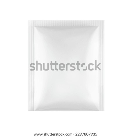 Realistic sachet mockup. Front view. Vector illustration isolated on white background. Ready for your design. EPS10.	