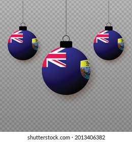 Realistic Saint Helena Flag with flying light balloons. Decorative elements for national holidays.