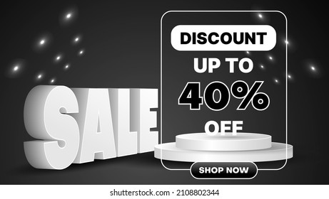 realistic sale banner design in monochrome color. business promotion vector illustration