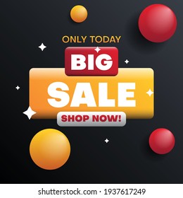 realistic sale banner template design in red and orange color on black background.social media post template . business vector illustration