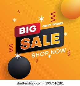 realistic sale banner template design in red, black and orange color.business vector illustration