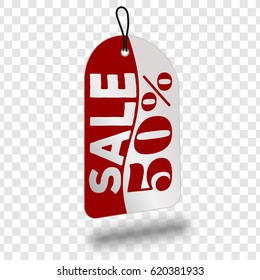 Realistic Sale tag isolated on transparent background.