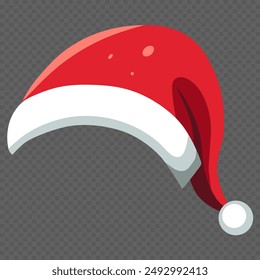 Realistic Santa Claus hat, holiday cap to xmas illustration. New Year red hat. 