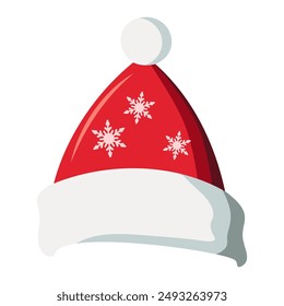 Realistic Santa Claus hat, holiday cap to xmas illustration. New Year red hat. 