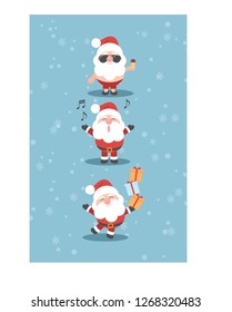 Realistic Santa Claus on christmas background with place for your text.