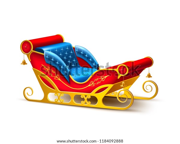 Realistic Santa Claus Sleigh Merry Christmas Stock Vector (Royalty Free ...