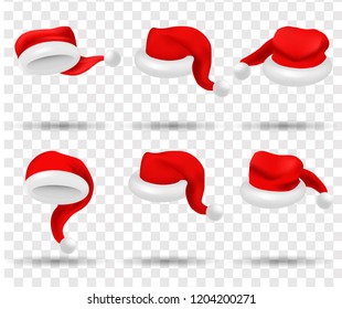 realistic Santa hat set vector illustration isolated on white background vector