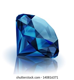 Realistic sapphire on white background with reflection - eps10
