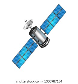 Realistic satellite. 3d satelite vector illustration. Wireless satellite technology.