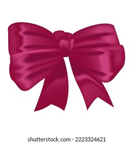Realistic satin, purple bow. Vector illustration