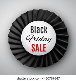 Realistic satin rosette with Black Friday SALE text