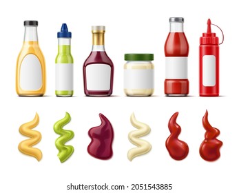 Realistic Sauce Bottle With Splash. Meal Dressing