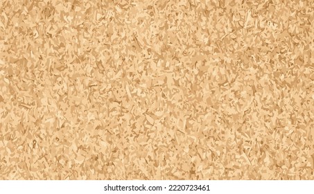 Realistic sawdust compression sheet texture. OSB 3d panel shape. Plywood natural construction background. Brown roofing board. Beige tree particles, horizontal banner. Laminate dry wall construction