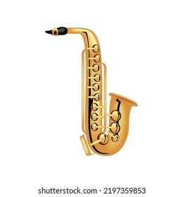 realistic saxophone music instrument isolated icon