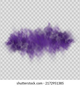 Realistic scary mystical  violet fog in night Halloween. Purple poisonous gas, dust and smoke effect.