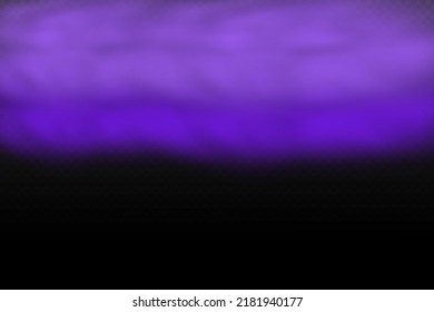 Realistic scary mystical  violet fog in night Halloween. Purple poisonous gas, dust and smoke effect.