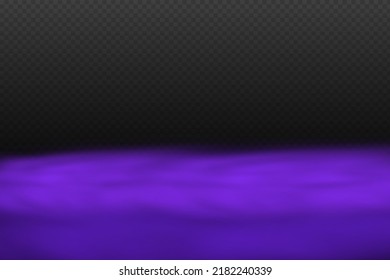 Realistic scary mystical  violet fog in night Halloween. Purple poisonous gas, dust and smoke effect.
