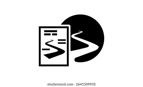 realistic scenario symbol, black isolated silhouette