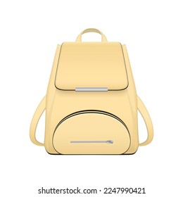 Realistic school backpack composition with isolated front view image of college bag for stationery books vector illustration