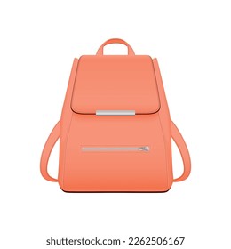 Realistic school backpack elegant composition with isolated image of stylish book bag for college student vector illustration