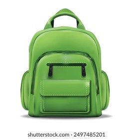 Realistic school bag isolated, white background. Vector. Colorful school supplies, vector illustration. Stationery