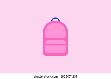 Realistic school bag with stationery. Back to school ad poster template. pink school students backpack. Vector equipment with pencils and pen.