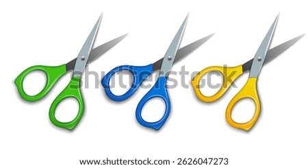 realistic scissors set isolated on the white background vector illustration.