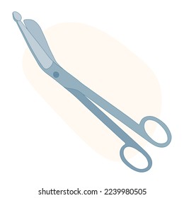 Realistic scissors, shears, pair of scissors. Medical instrument. Hospital, medical equipment