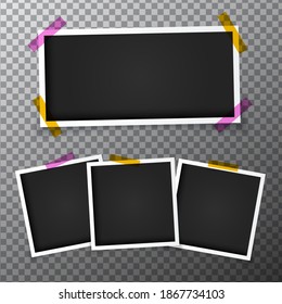 Realistic scrapbook photo frames. Vector Illustration