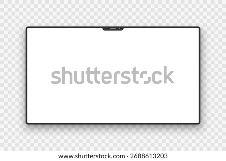 A realistic screen layout on a transparent background. An empty monitor or screen template to accommodate your design. Vector EPS 10.