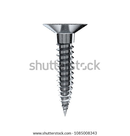 Realistic screw. Isolated on white background. Vector illustration. Pointillism style.