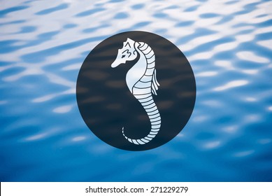 Realistic sea waves background with circular caption. Template for web sites and other projects with travel and sea imagery.