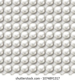 Realistic seamless background of multiple white pearls - vector eps10 illustration