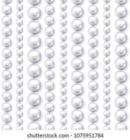 Realistic seamless background of multiple white pearl beads - vector eps10 illustration10 illustration