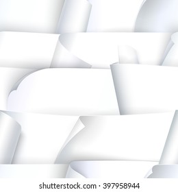 Realistic seamless background with various white note papers , vector illustration