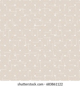 Realistic seamless cotton sailcloth texture. Abstract rough sackcloth fabric. Beige linen canvas dotted texture. Vector design.