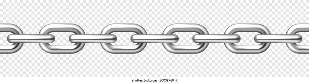 Realistic seamless metal chain with silver links on checkered background. Vector illustration.