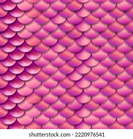 Realistic seamless pattern of pink tail scales of a fairy tale mermaid, siren. Fish scale seamless texture vector