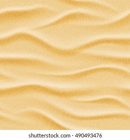 Realistic seamless vector beach sea sand background. Dry desert natural wave illustration