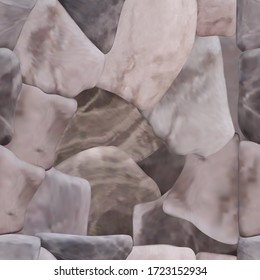 Realistic seamless vector texture of randomly placed pebbles of marble or rocks.Pattern for tiles or laminate from different breeds of stones in the style of realism.All objects are editable.