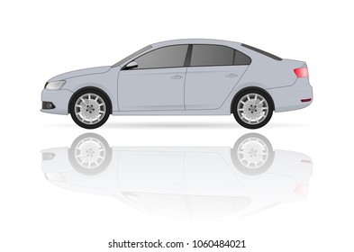 Realistic sedan car model. The ability to easily change color. vector sedan car illustration. Side view. White body color. Auto sedan car service. Repair station. 