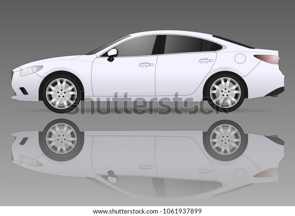 Realistic sedan car model. The ability to easily\
change the color. vector realistic car sedan illustration. Side\
view. White  body color. Auto realistic luxury car sedan service.\
Repair. Wash.\
Service