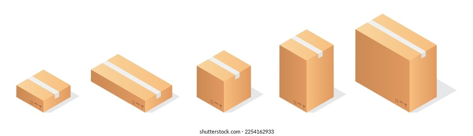 Realistic set 3d box for concept design. Isometric illustration concept. 3d sign. Open gift box. Cube set isolated vector icon. Mail icon.	