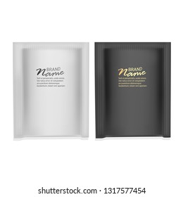 Realistic Set of Black and white packaging, mock up for your design. vector EPS 10 illustration