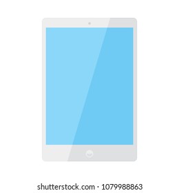 Realistic set of black & white smart digital tablets with blue screen icon, flat design interface element for app ui ux web eps 10 vector isolated on white background