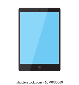 Realistic set of black & white smart digital tablets with blue screen icon, flat design interface element for app ui ux web eps 10 vector isolated on white background