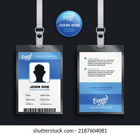 Realistic Set Blue Badge Template Front Stock Vector (Royalty Free ...